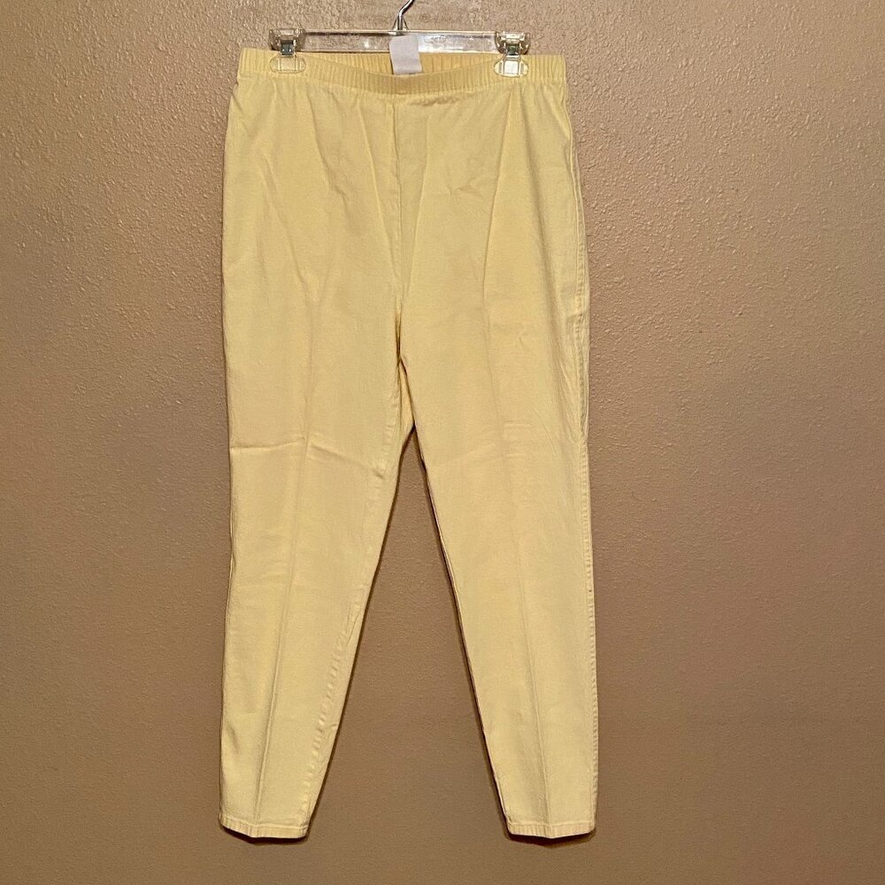 DENIM & CO Yellow pull-on Denim Stretch Jeans Elastic Waist Skinny Legs Size PXL